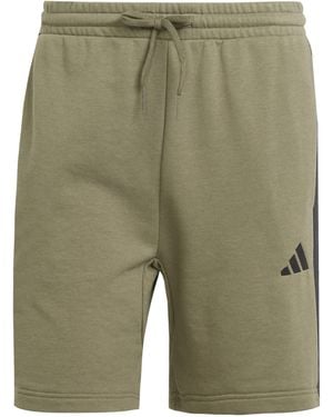 adidas Essentials 3 Stripe Fleece Shorts - Green