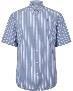 Timberland Striped Short Sleeve Oxford Shirt - Blue