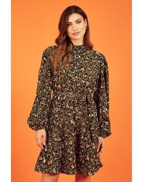 Mela London Animal Print Skater Dress - Green