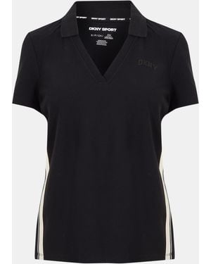 DKNY Stripe Short-Sleeve Polo Shirt - Black