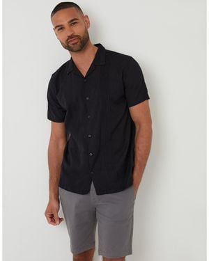 Threadbare Urmston Short-Sleeve Bowling Shirt - Black