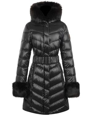 ARCTIC ARMY Faux Fur Long Sleeve Long Puffer Jacket - Black