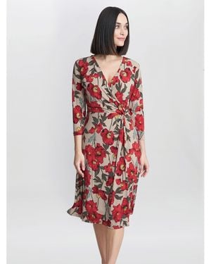 Gina Bacconi Cassidy Jersey Wrap Dress - Red