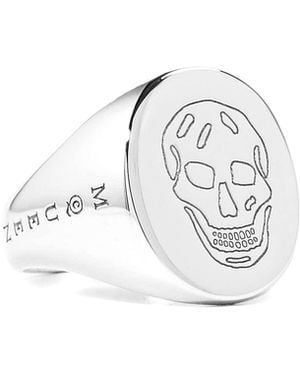 McQueen Alex Skull Metal Signet Ring - White