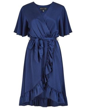Mela London Satin Wrap Dress - Blue