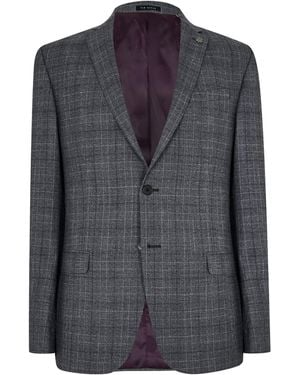 Ted Baker Tuxedo Checked Suit Jacket - Grey