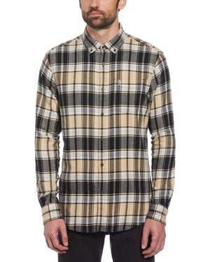 Original Penguin Ecoverotm Blend Plaid Flannel Shirt In True Black - Multicolour