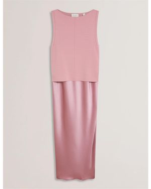 Ted Baker Knitted Satin Slip Dress - Pink