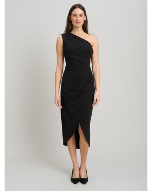 Gina Bacconi Marcela Short One Shoulder Crepe Dress - Black