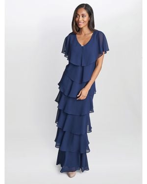 Gina Bacconi Catherine Tiered Maxi Dress - Blue