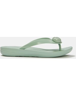 Fitflop Iqushion Glossy-Button Flip Flops - Green