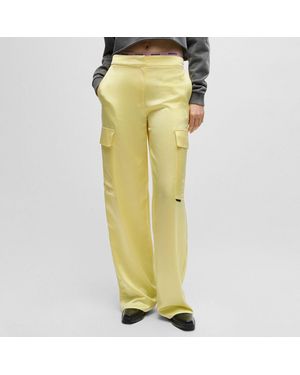 HUGO Hakila-1 Relaxed-Fit Cargo Trousers - Yellow
