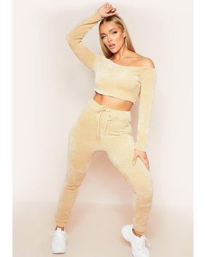Missy Empire Chenille Drawstring Joggers - Natural