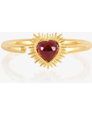 Rachel Jackson Adjustable Electric Love Mini Garnet Heart Band Ring - Metallic