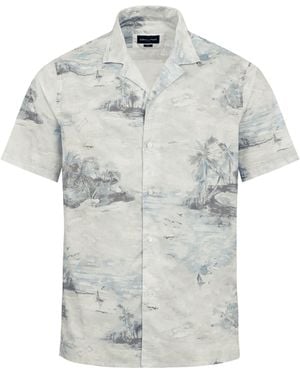 Eden Park Shirt With Exclusive Palm Trees Print - Grey