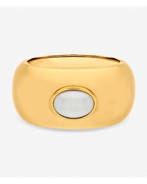 Mood Plated And Pearl Statement Cuff - Metallic