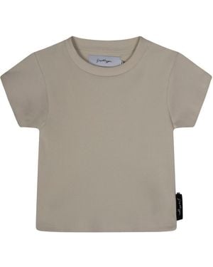 Hype Rib Cropped Regular Fit T-Shirt - Grey