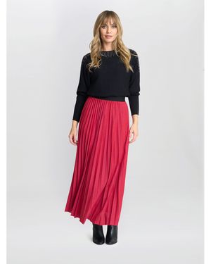 Gina Bacconi Ismay Metallic A-Line Skirt - Red