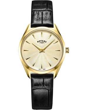 Rotary Ladies Ultra Slim Ss Leather Watch - Metallic