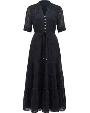 Forever New Rachel Embroidered Midi Dress - Black