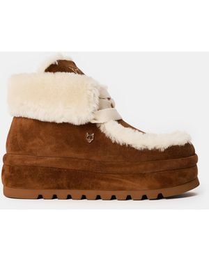 Naked Wolfe Bambi Flat Ankle Boots - Brown