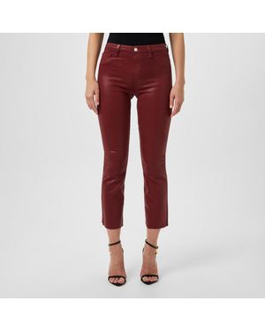 L'Agence Kenrda Coated Cropped Flare Jeans - Red