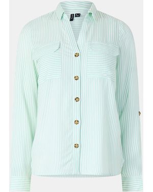 Vero Moda Vm Bumpy Long-Sleeve Patterned Shirt - Blue