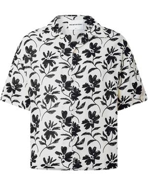 MKI Miyuki-Zoku Floral Short Sleeve Bowling Shirt - Black