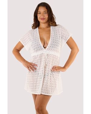 Wolf & Whistle Isla Crochet Beach Kaftan - White