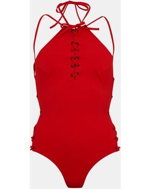 Balenciaga Balconette Stretch Swimsuit - Red