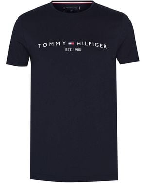 Tommy Hilfiger Logo Crew Neck T Shirt - Blue