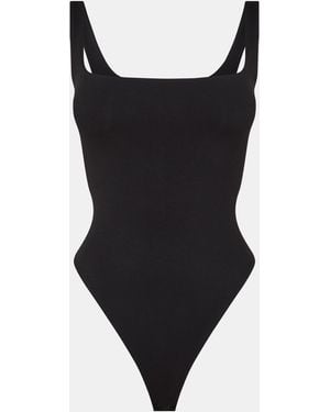 Naked Wardrobe Smooth Scooped Tank Bodysuit - Black