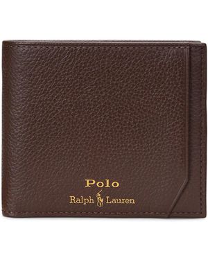 Polo Ralph Lauren Pebbled Leather Billfold Wallet - Brown