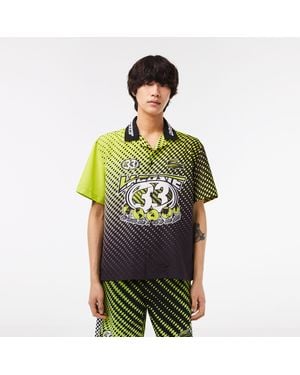 Lacoste Ombre Checkerboard Print Short-Sleeve Patterned Shirt - Green