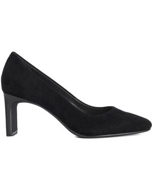 Dune Suede Block Heel Court Shoes - Black