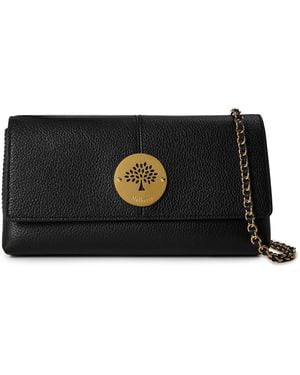 Mulberry Leather Wallet On Chain - Black