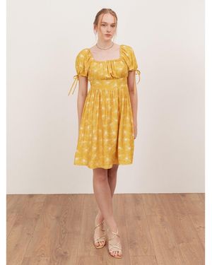 Lovedrobe Floral Elasticated Square Neck Mini Dress - Yellow