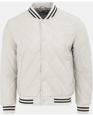 Firetrap Faux Leather Button Long Sleeve Quilted Jacket - White
