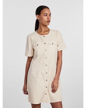 Pieces Tara Short-Sleeve Mini Dress - Natural