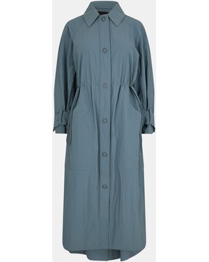 French Connection Ilena Double-Breasted Mid-Length Trench Coat - Blue