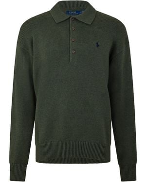 Polo Ralph Lauren Shaker Knit Cotton Long-Sleeve Polo Shirt - Green