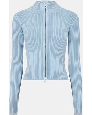 Jack Wills Acid Wash Zip-Up Top - Blue