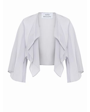 Gina Bacconi Vivian Chiffon 3/4 Sleeve Waterfall Jacket - Blue