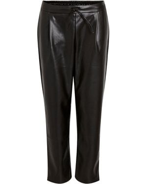 Vila Nille Coated High Shine Leather Trousers - Black