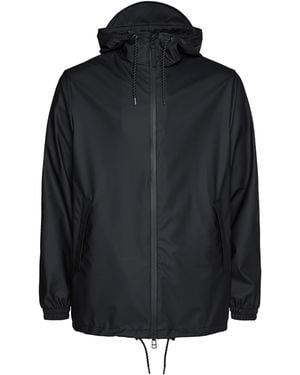Rains Storm Breaker Water Resistant Hooded Long Sleeve Rain Anorak - Black