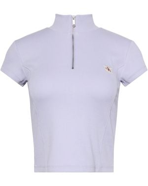 Calvin Klein Knitted Short Sleeve Polo Shirt - Purple