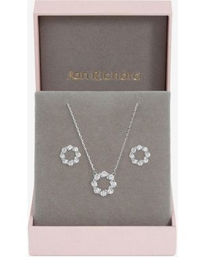Jon Richard Rhodium Crystal Open Circle Set - Grey