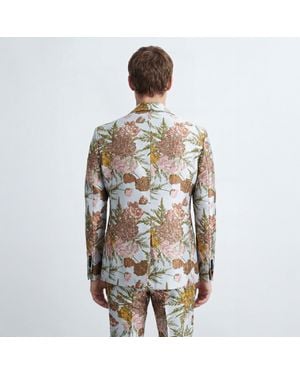 Twisted Tailor Hirshfield Floral Shawl Lapel Slim-Fit Suit Jacket - Metallic