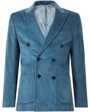 Twisted Tailor Aston Double Breasted Cord Suit Jacket - Blue