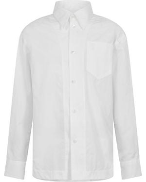 Ami Paris Sharp Collar Long Sleeve Plain Shirt - White